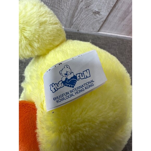 Hugfun Yellow Round Plush Duck With Pink Bunny Ears - Picture 3 of 5